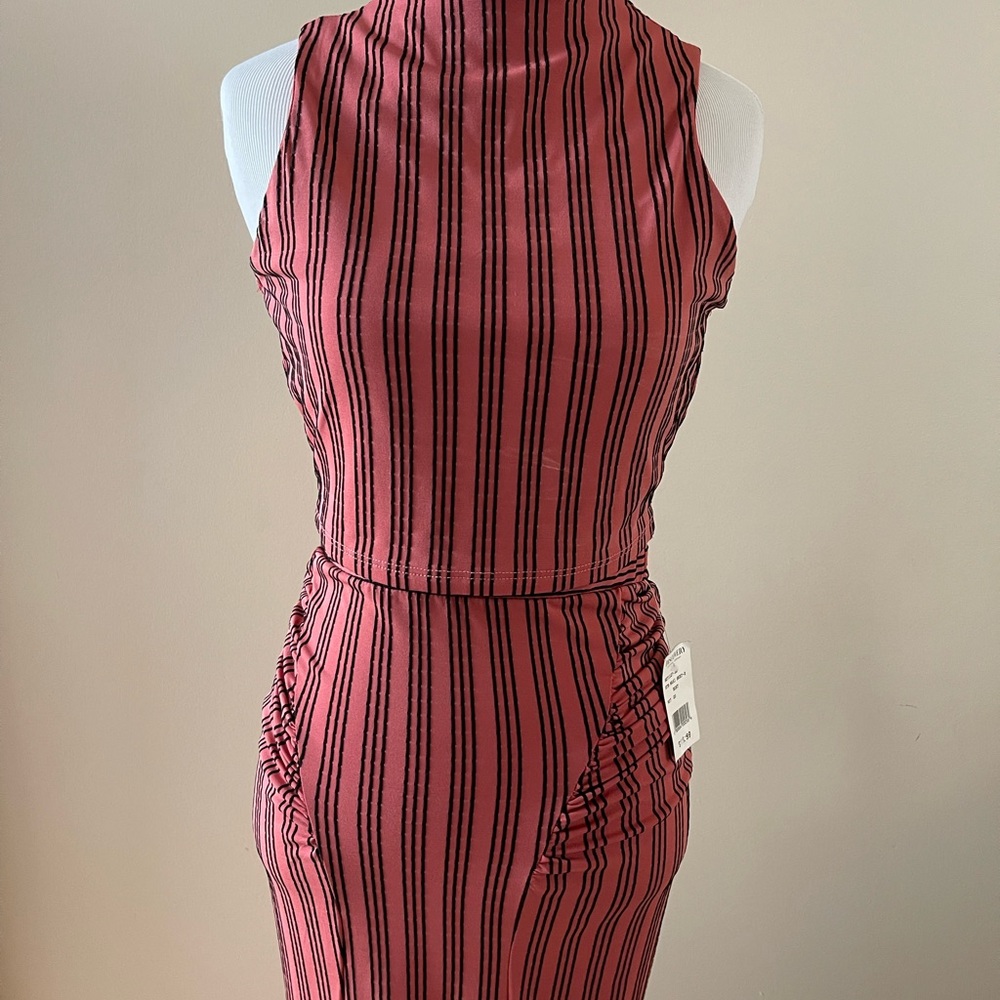 Striped top and maxi skirt set